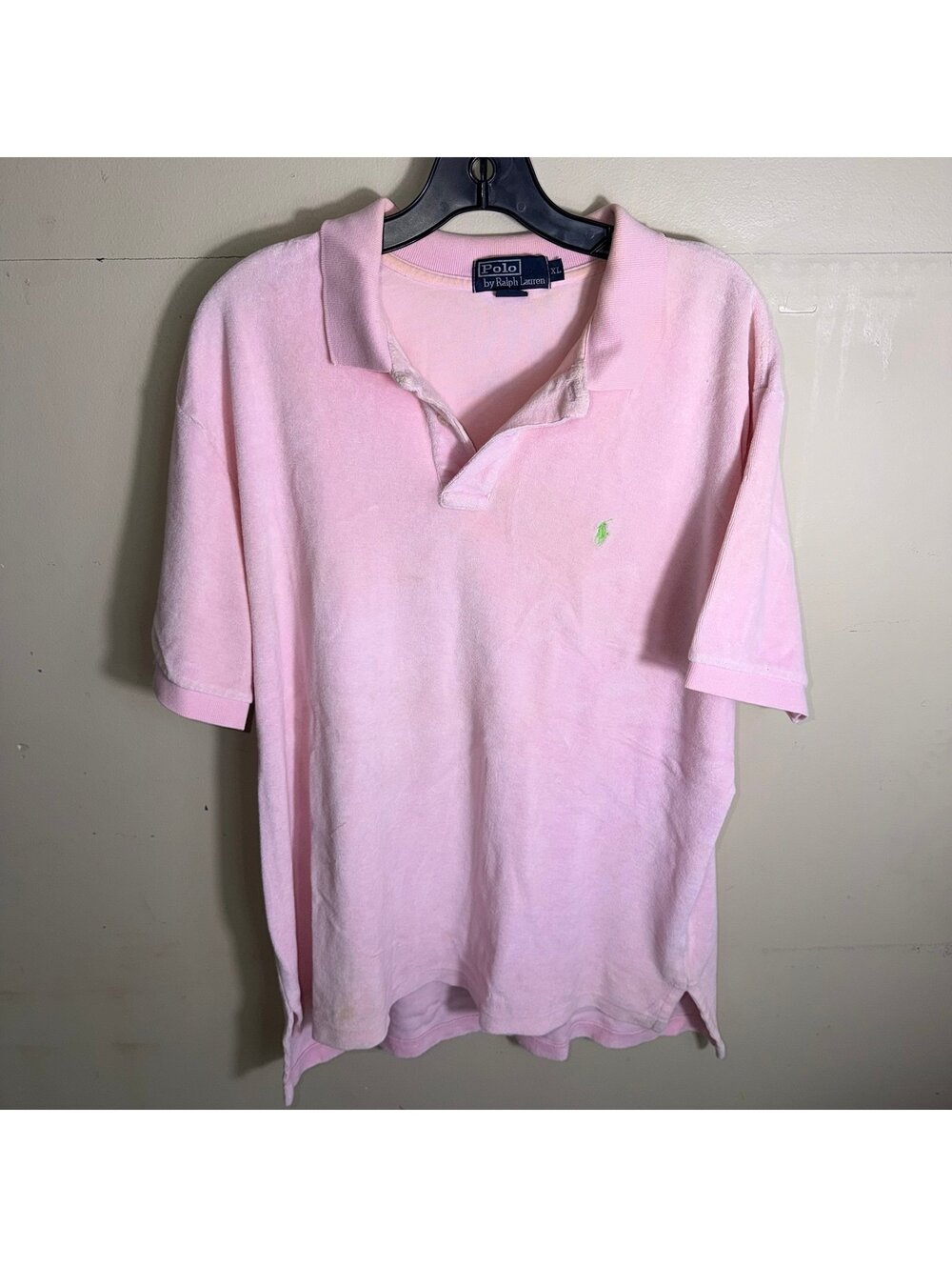Polo Ralph Lauren Pink Terry Cloth Polo Mens XL Vtg y2k 90s Rare